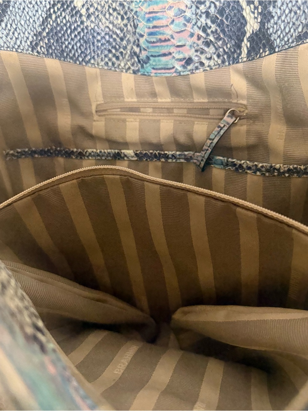 Brahmin Blue Snake-Print Hobo Shoulder Bag - Picture 8 of 9